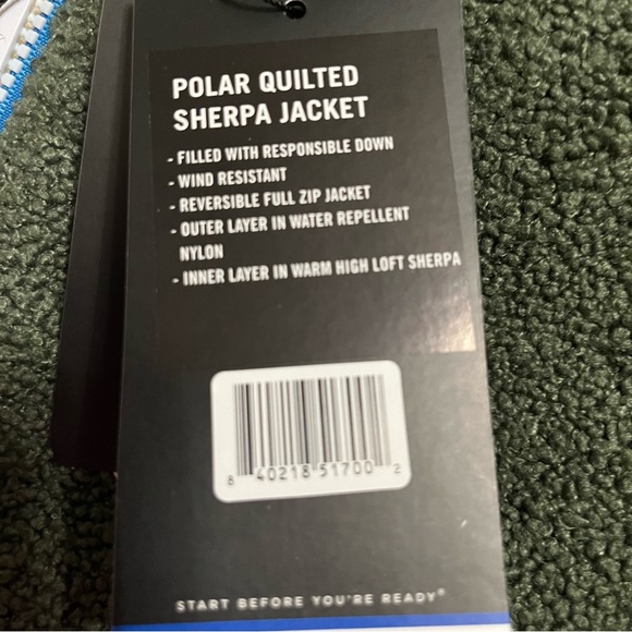 Mens FourLaps Reversible Polar Quilted Sherpa Jacket Thyme / White M Runs L - Picture 8 of 13